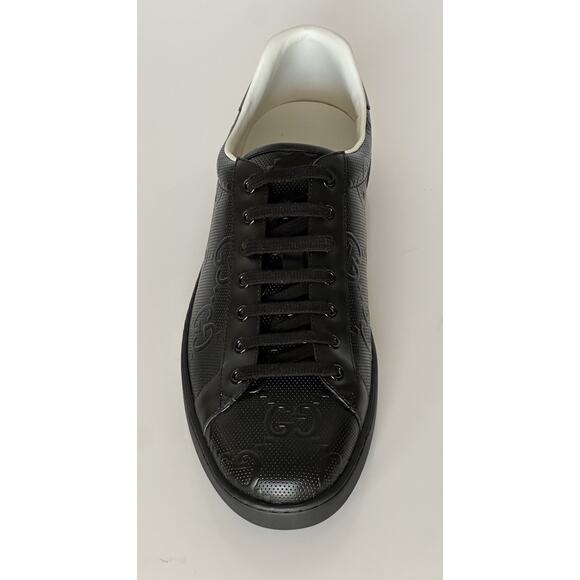 Gucci Men’s GG Embossed Leather Black Sneakers 15.5 US (15 Gucci) 625787 IT NIB - Picture 4 of 16